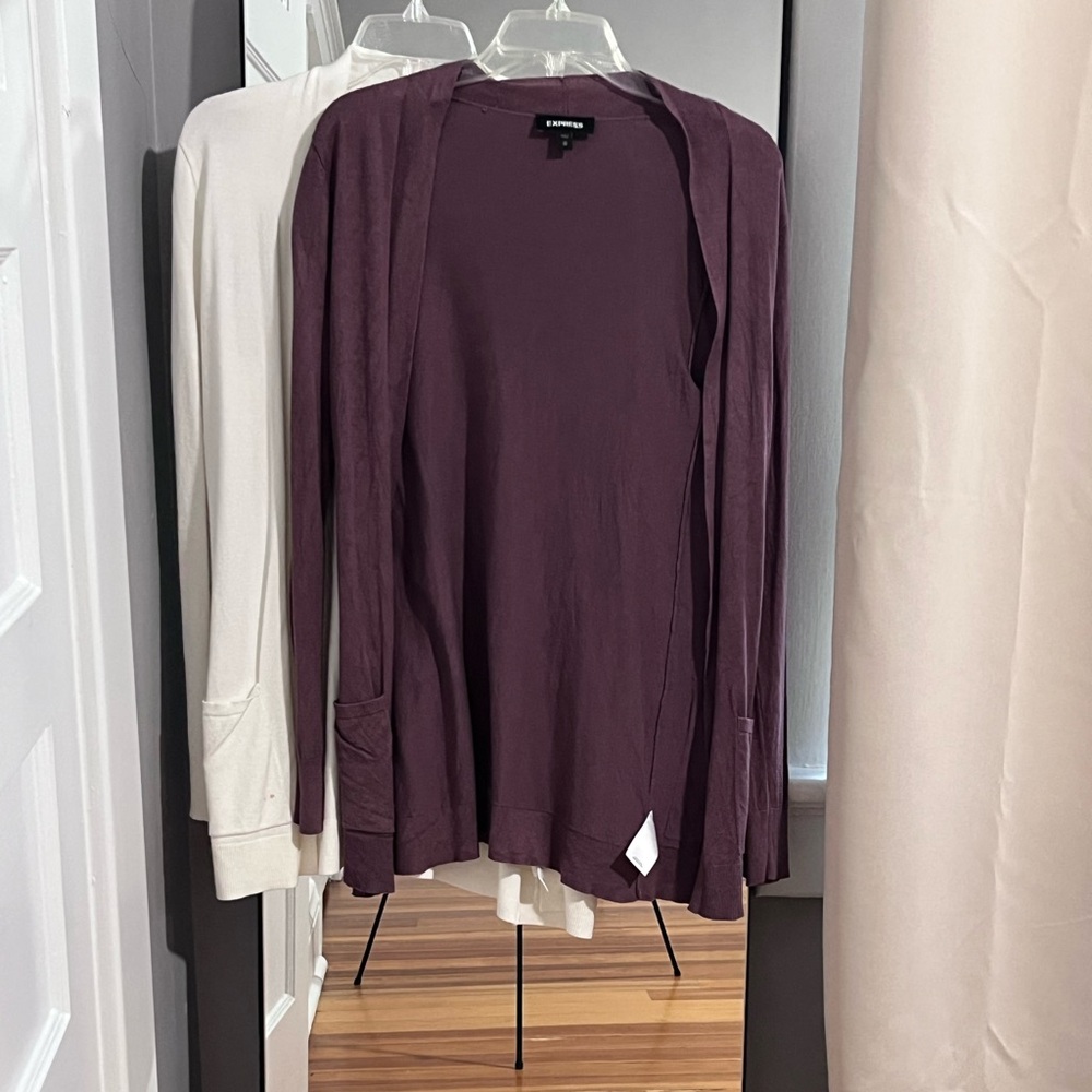 Express Purple and White Cardigans